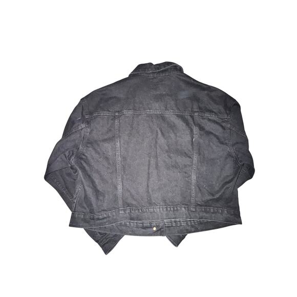 Old Navy Cropped Denim Jacket Women's Size XL Black Jack Button Front Pockets - Picture 6 of 8